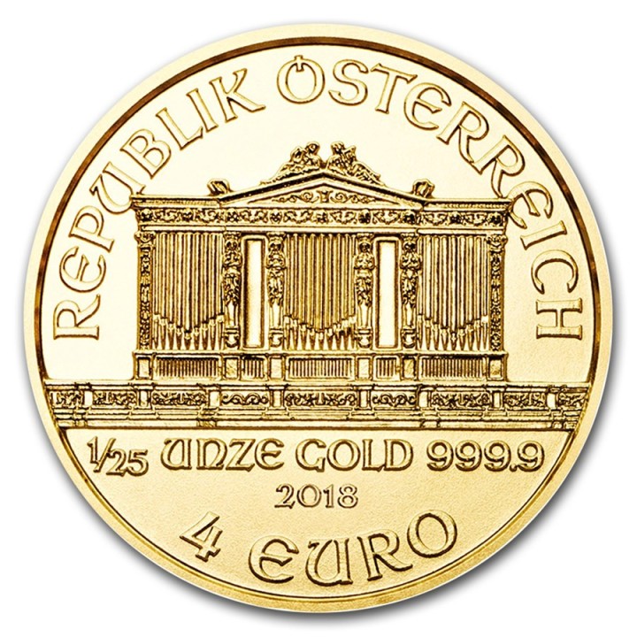 Moneta d'oro 4 euro Filarmonica di Vienna FIOR DI CONIO in oro puro 999,9 - Euronummus SpA
