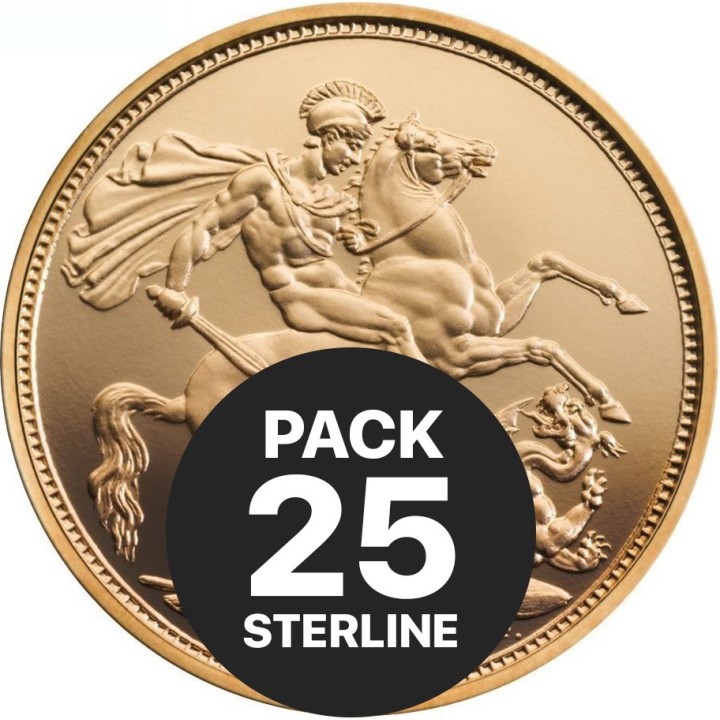 Pack da 25 Sterline d'oro anni misti in oro 916,7 - Euronummus SpA