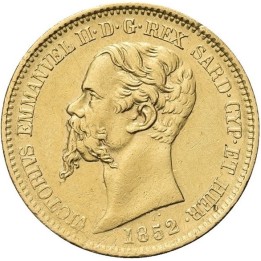 Marengo 20 Lire Vittorio Emanuele II Regno di Sardegna (Italia) collo lungo